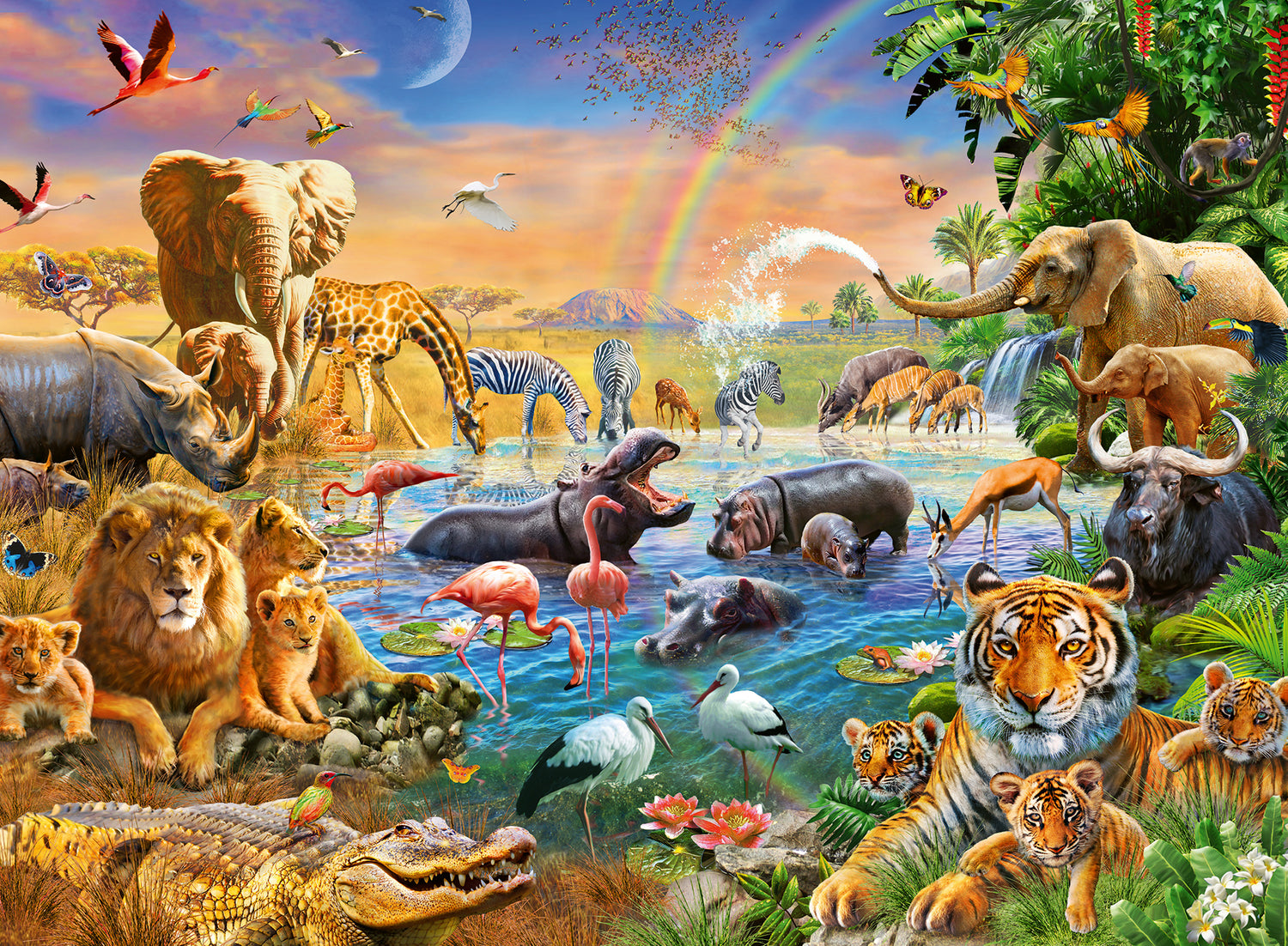 Savannah Jungle Waterhole (100 pc Puzzle) – Awesome Toys & Gifts