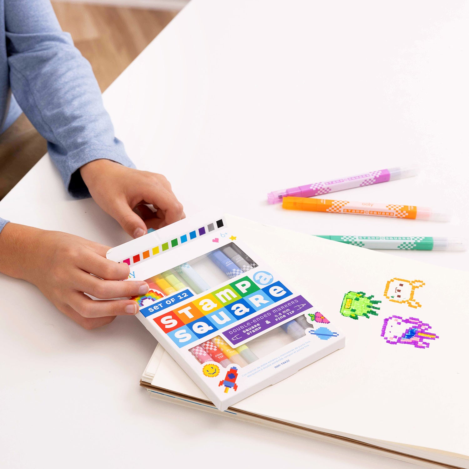 Stamp a Square Double-Ended Markers - Set of 12 – Awesome Toys & Gifts