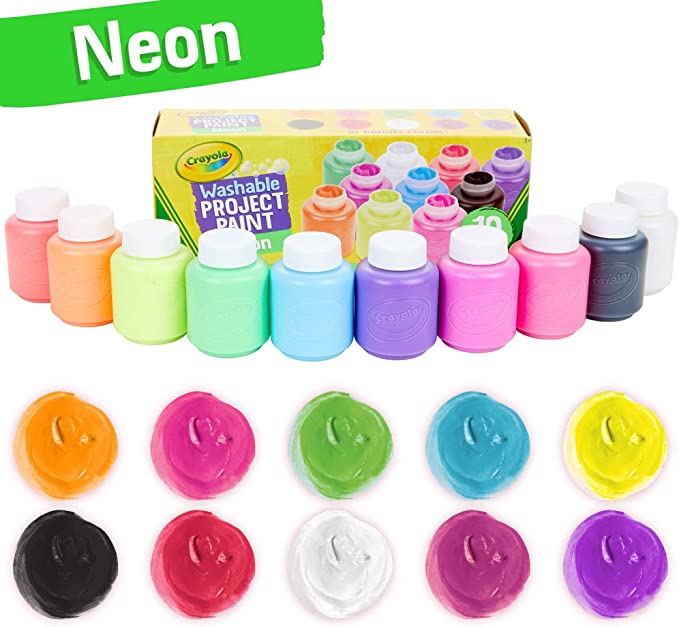 10 Pack Neon 2oz Washable Project Paint