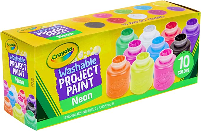 10 Pack Neon 2oz Washable Project Paint