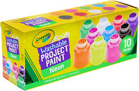 10 Pack Neon 2oz Washable Project Paint