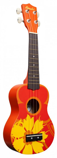 Ukulele with Orange Flower Design