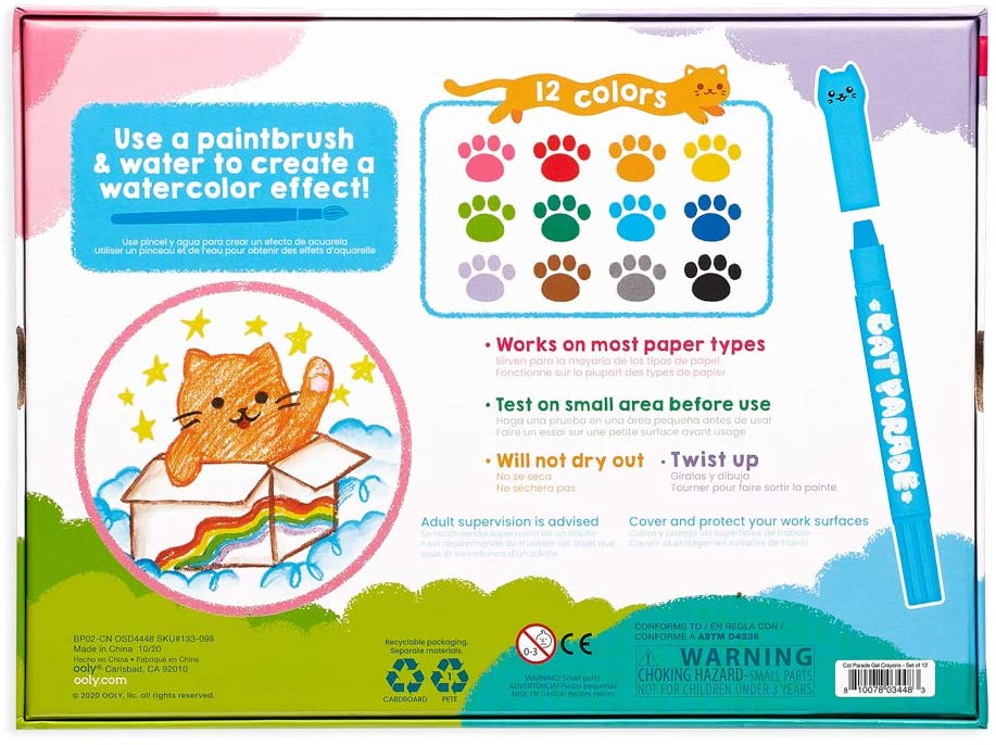 Cat Parade Twist-Up Watercolor Gel Crayons - Set of 12