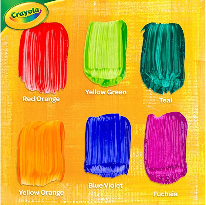Crayola Washable Project Paint - 6 / Pack - Yellow, Green, Yellow Orange, Red Orange, Fuchsia, Blue, Violet, Teal Crayola Washable Project Paint - 6 / Pack - Yellow, Green, Yellow Orange, Red Orange, Fuchsia, Blue, Violet, Teal