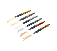 6 Pack Liquid Metallic Permanent Marker Color on White - Gold, Rose Gold, Silver, Titanium, Copper, and Bronze