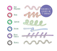 6 Pack Metallic Outline Markers Colors - Hot Magenta, Red, Green, Azure, Blue Violet, and Black