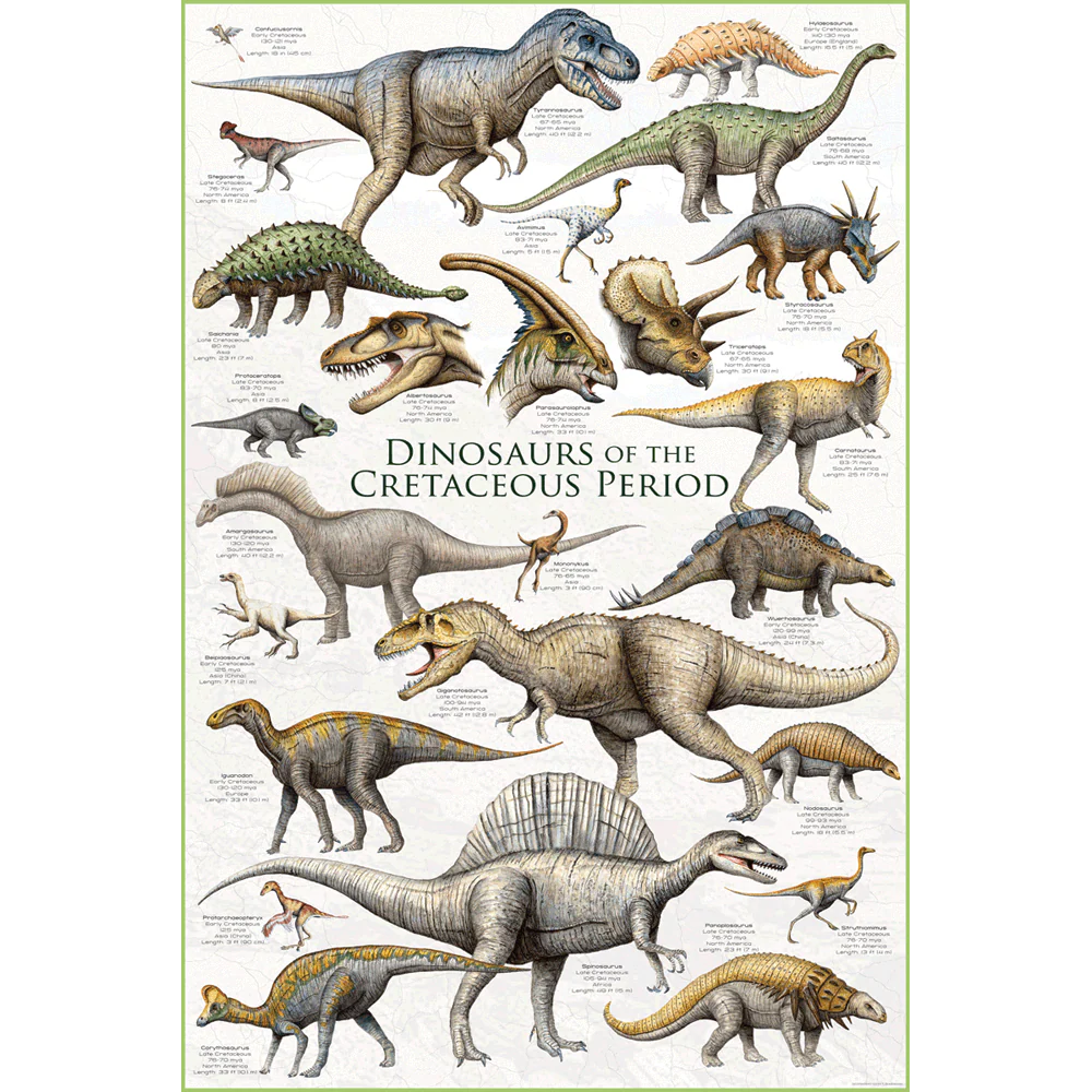 Dinosaurs Ofthe Cretaceous Period Poster