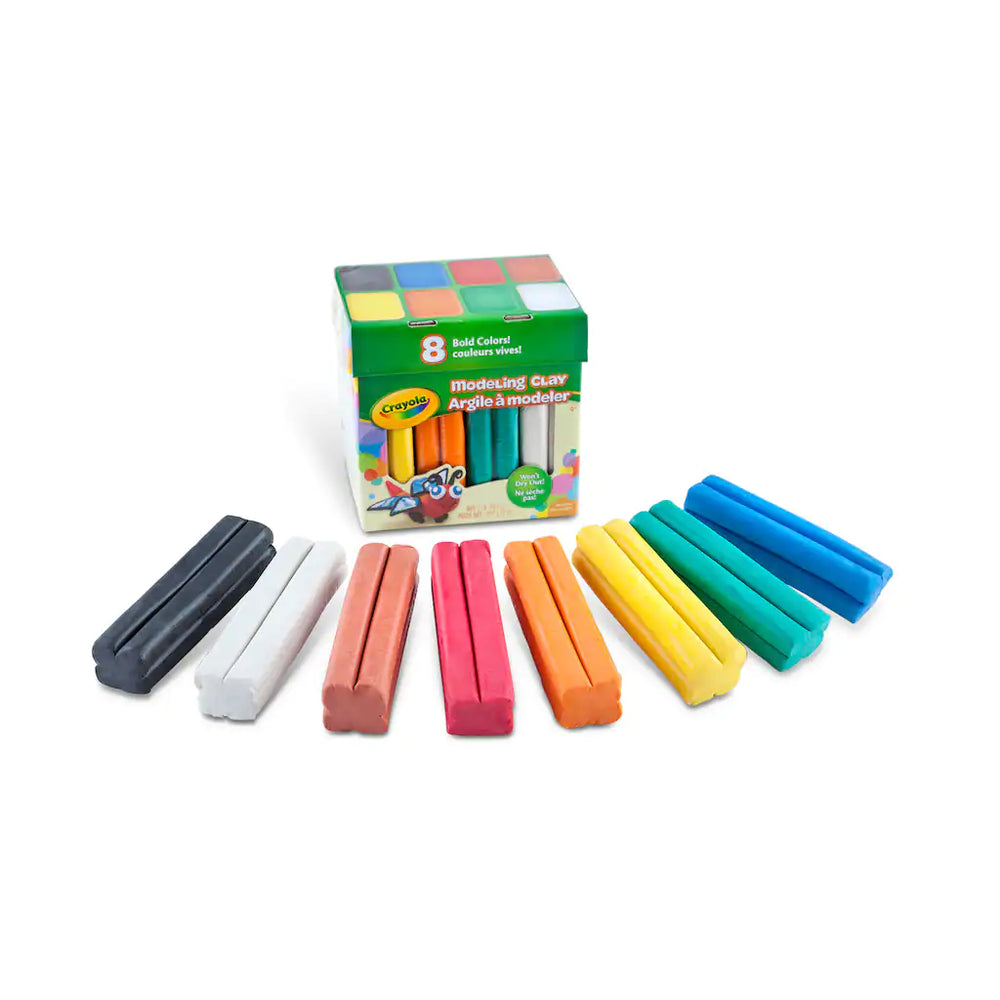 Crayola 8 Pack Modeling Clay - Red, Yellow, Blue, Green, Brown, Black, Orange, White