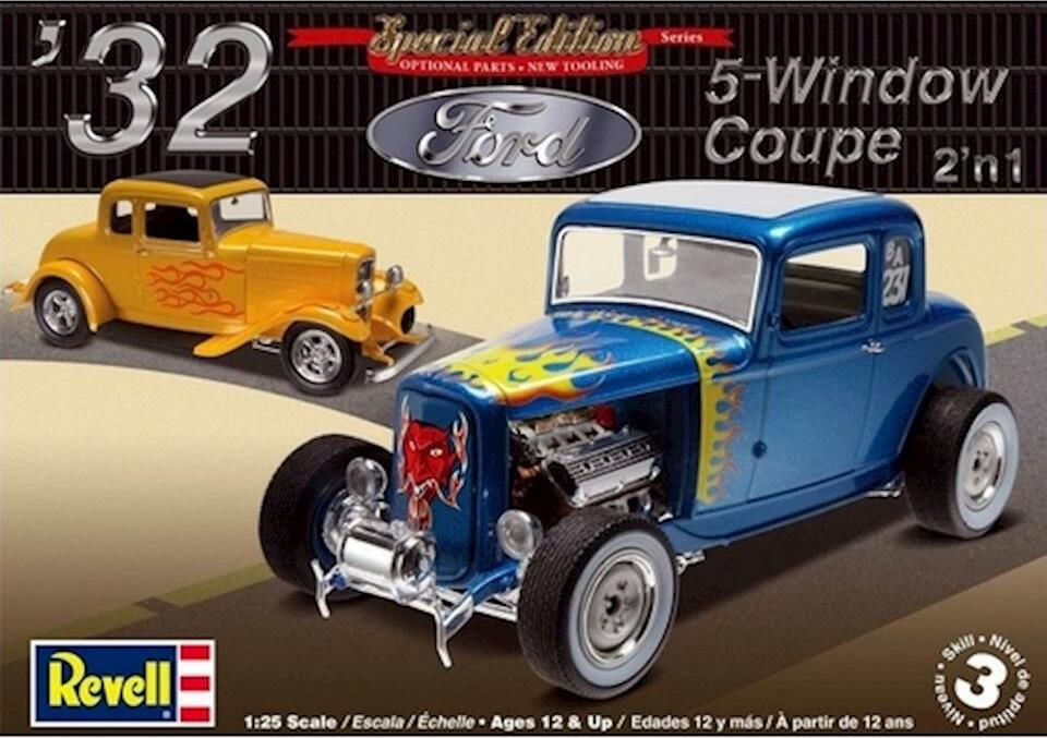 Revell Germany 1/25 '32 Ford 5 Window Coupe 2n1 Model Kit