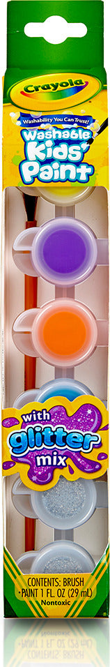 6 Ct Washable Kids' Paint Pots, Glitter Effects