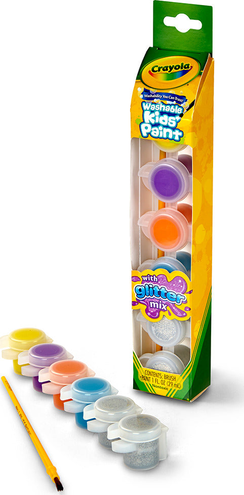 6 Ct Washable Kids' Paint Pots, Glitter Effects
