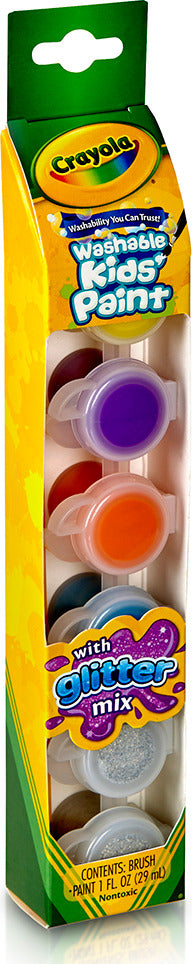6 Ct Washable Kids' Paint Pots, Glitter Effects