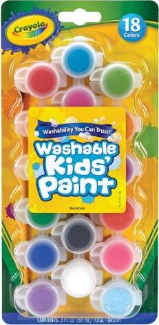 18 Ct Washable Paint Pots with Brush, Classic & Bold Colors