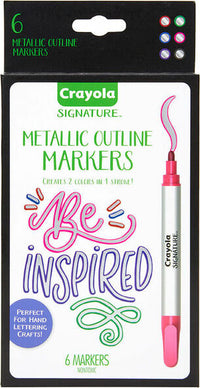 6 Pack Metallic Outline Markers