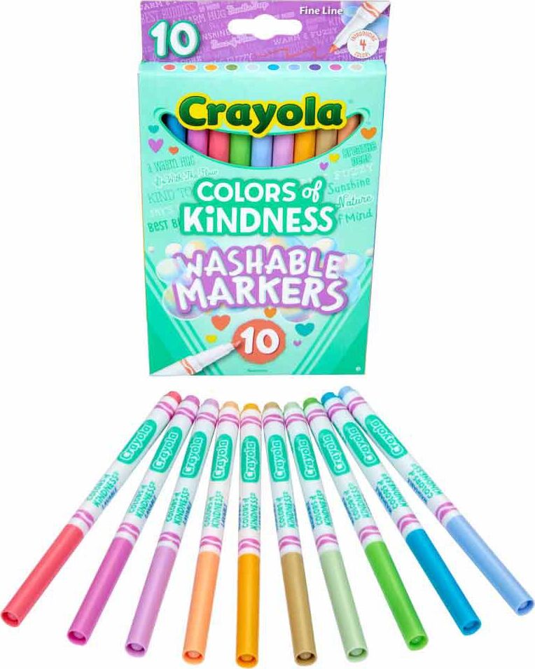 10 Ct Washable Colors of Kindness Markers, Fine Line
