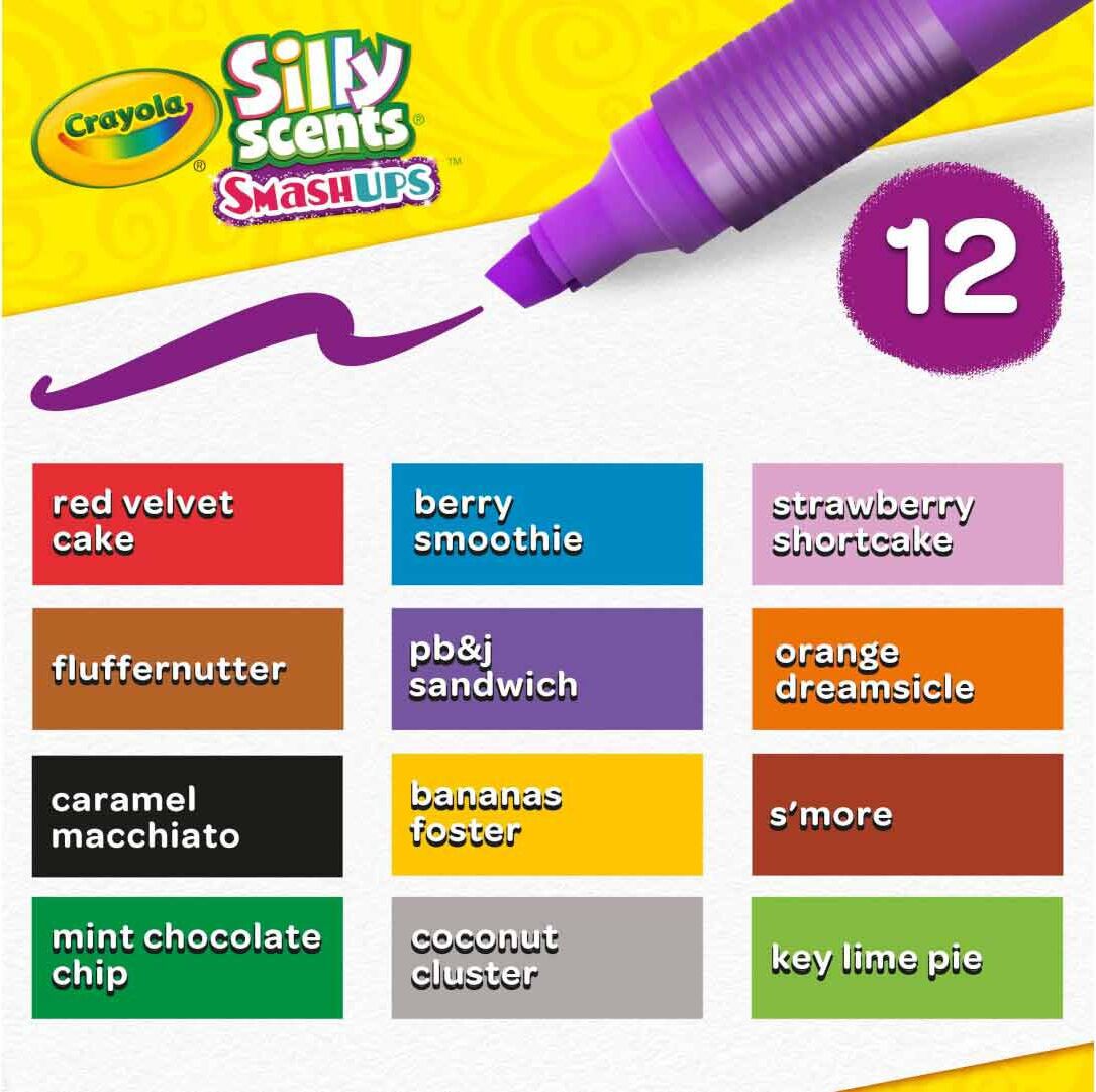 12 Ct Silly Scents Smash Ups, Wedge Tip Scented Washable Markers