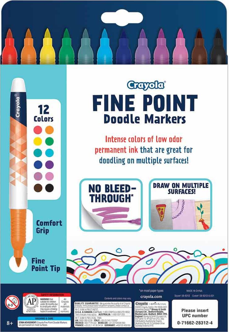 12 Ct Fine Point Doodle Markers