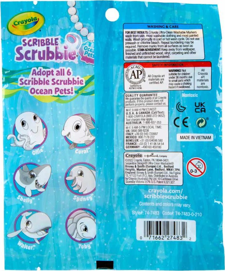 1 Ct Scribble Scrubbie, Ocean Pets