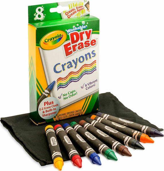 8 Ct Dry-Erase Crayons, Large Size