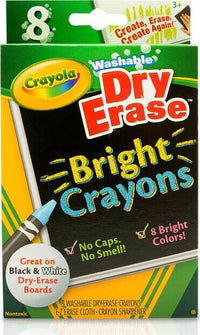 8 Pack Dry-Erase Crayons - Brights