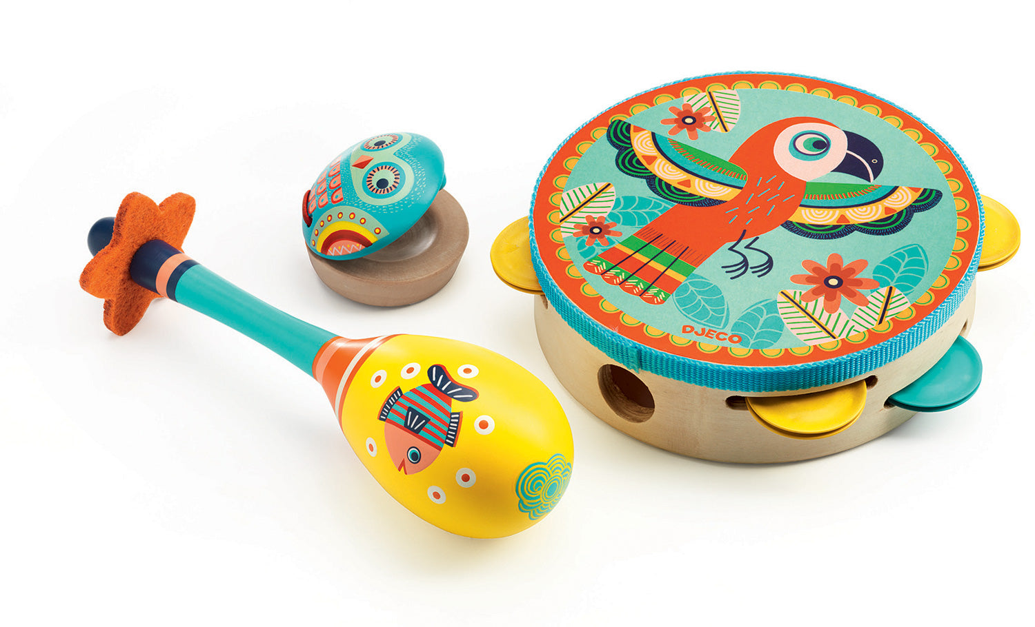 Animambo Set of 3 Instruments: Tambourine - Maracas - Castanet