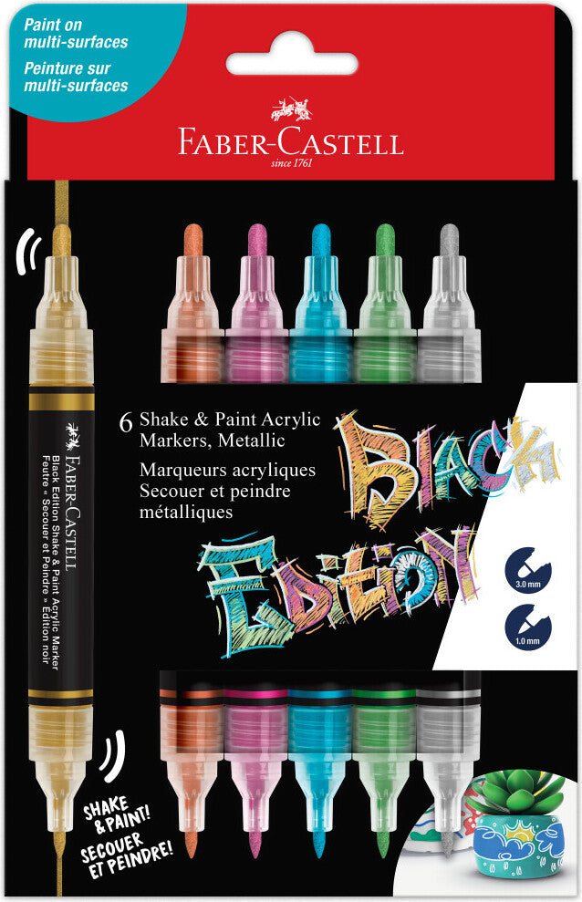 Black Edition Shake & Paint Markers - 6ct Metallic