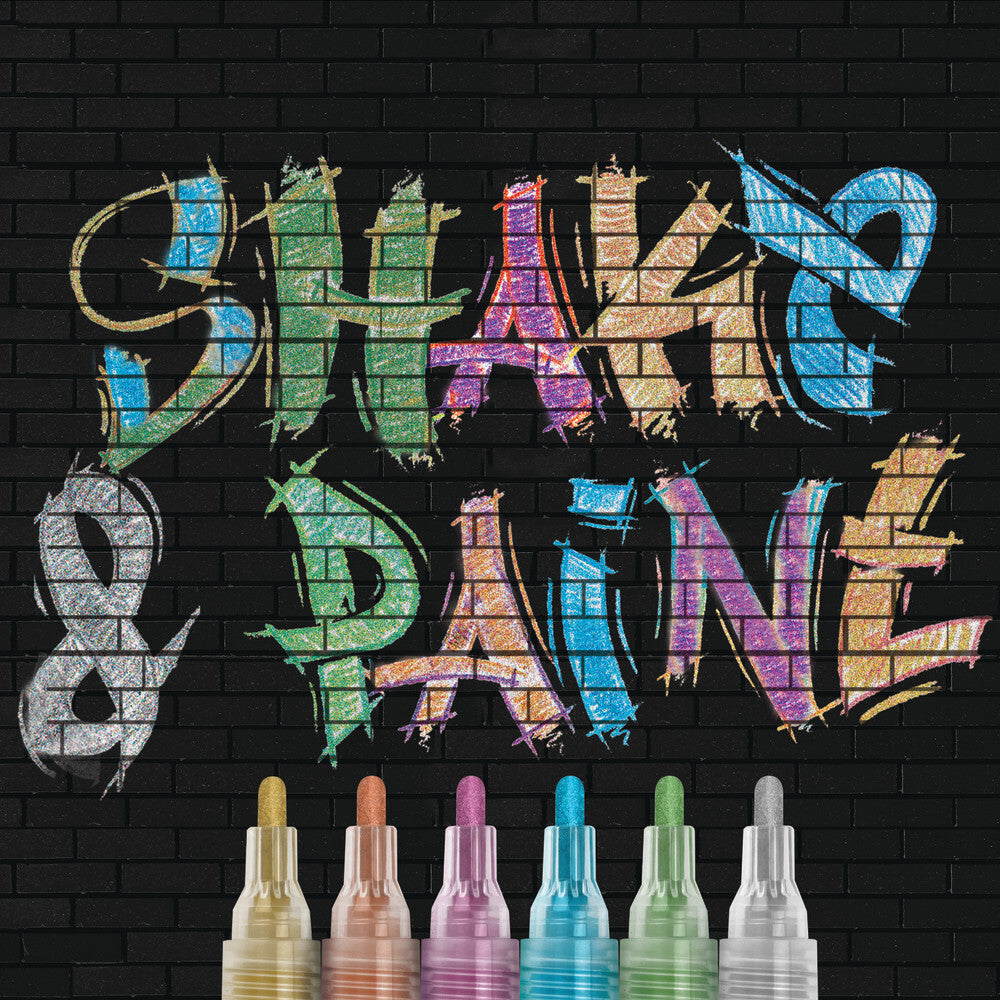 Black Edition Shake & Paint Markers - 6ct Metallic