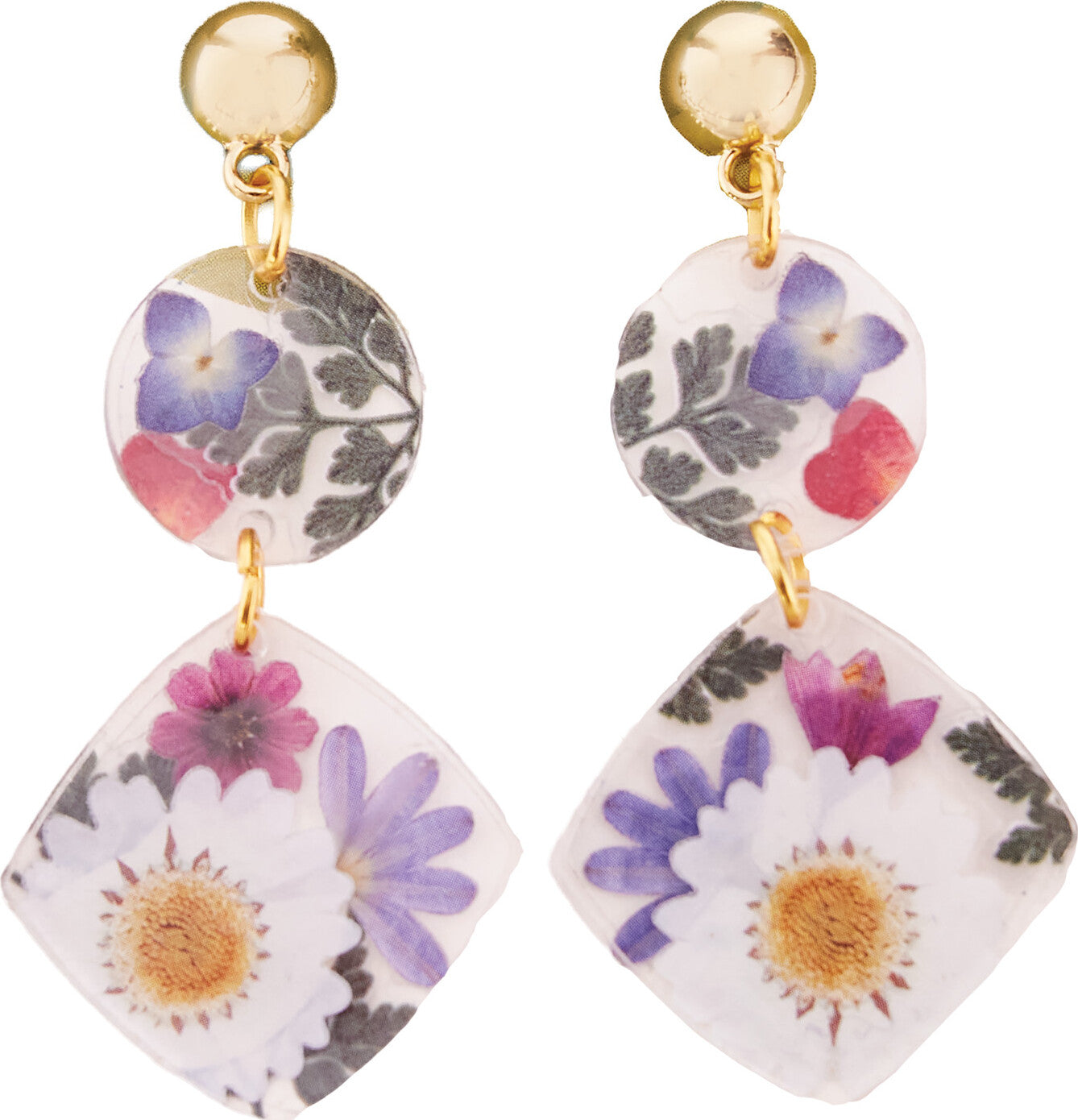 Pressed Floral Acrylic Earrings