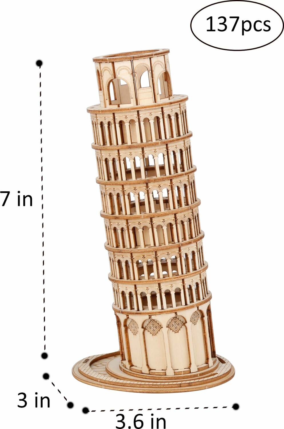 3D Modern Wooden Puzzle - Leaning Tower Of Pisa