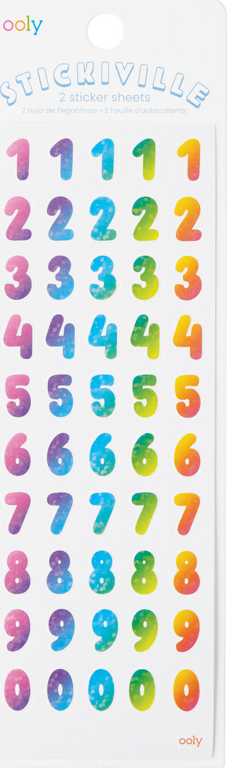 Stickiville Skinny - Rainbow Numbers (Holographic Glitter)