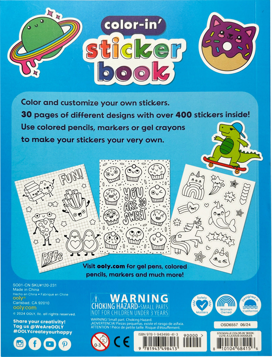 Stickiville Color-In' Sticker Book: Cute-A-Licious Doodles