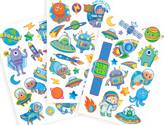 Tattoo-palooza Temporary Tattoos  Space Explorers  3 Sheets