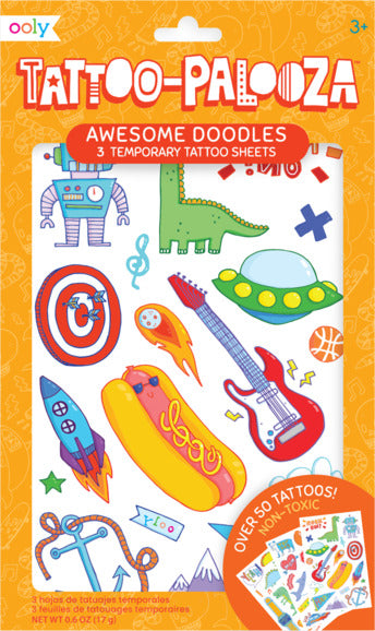 Tattoo-palooza Temporary Tattoos  Awesome Doodles  3 Sheets