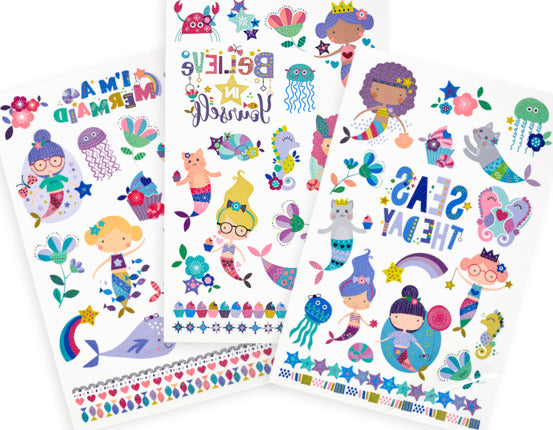 Tattoo-palooza Temporary Tattoos  Mermaid Magic  3 Sheets