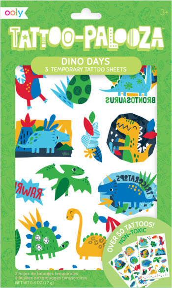 Tattoo-palooza Temporary Tattoos  Dino Days  3 Sheets