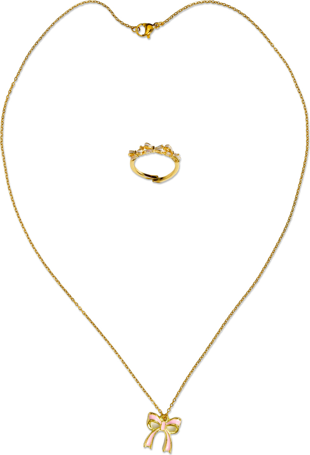 Beautiful Bows Ring And Necklace Set