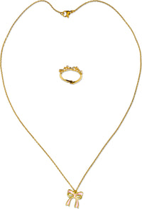 Beautiful Bows Ring And Necklace Set