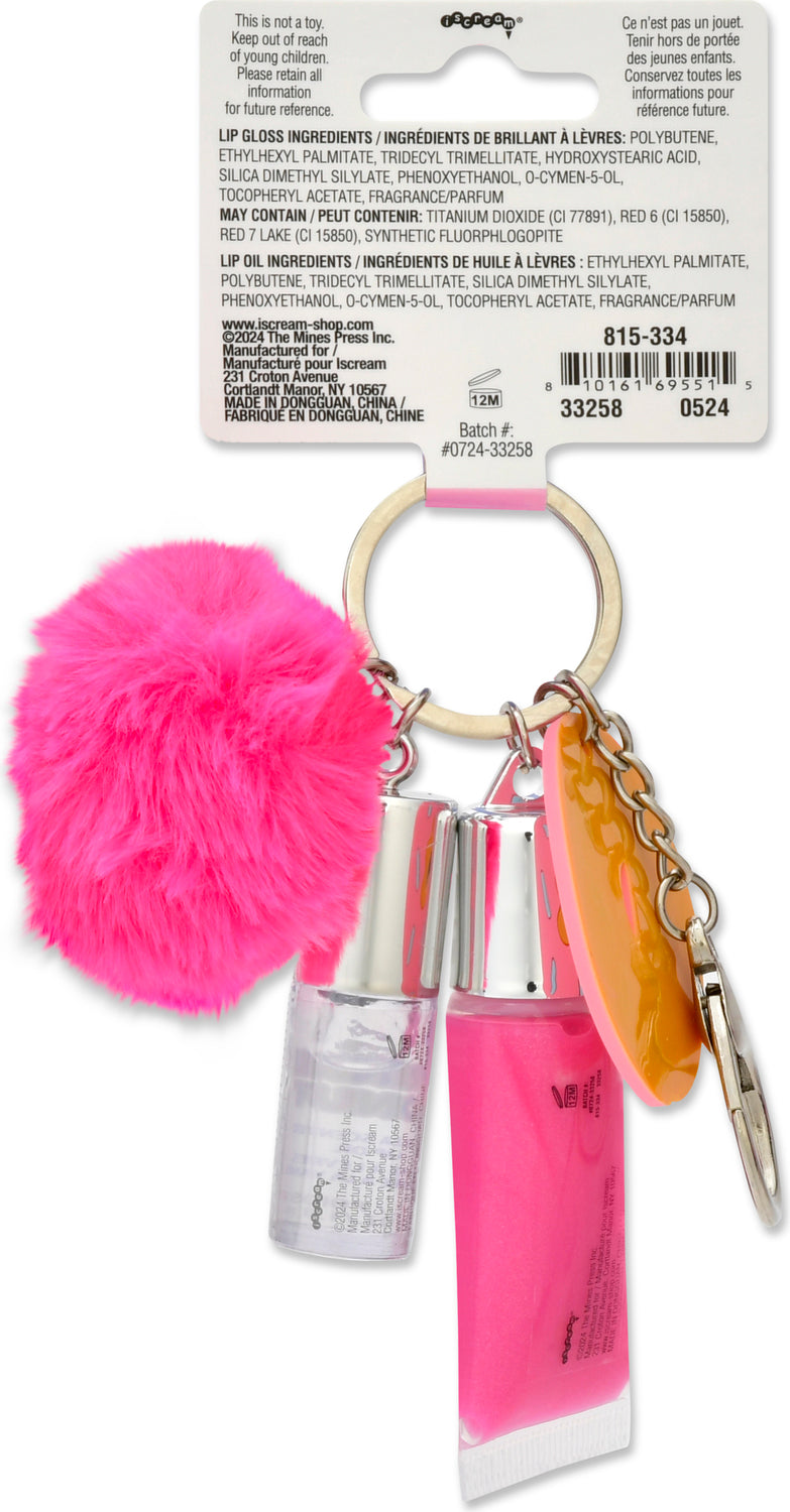 Donut Lip Gloss And Lip Oil Key Chain Set