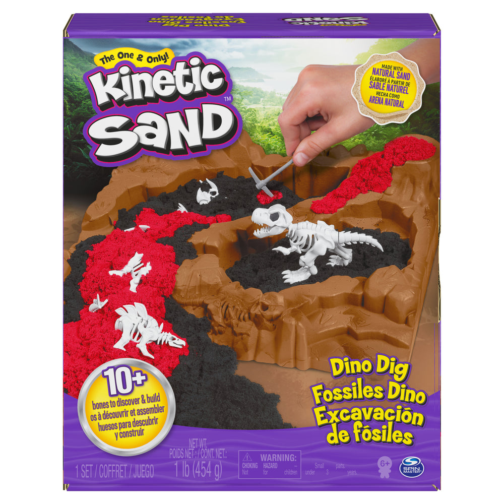 Kinetic Sand, Dino Dig Playset With 10 Hidden Dinosaur Bones To Discover, For Kids Aged 6 And Up