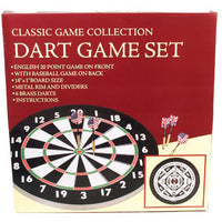 CLASSIC OLD ENGLISH STYLE 18 INCH DOUBLE SIDED DARTBOARD + 6 BRASS DARTS