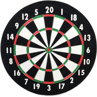 CLASSIC OLD ENGLISH STYLE 18 INCH DOUBLE SIDED DARTBOARD + 6 BRASS DARTS