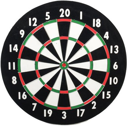 CLASSIC OLD ENGLISH STYLE 18 INCH DOUBLE SIDED DARTBOARD + 6 BRASS DARTS
