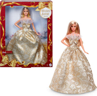 Barbie Signature 2025 Holiday Fashion Doll, Seasonal Collector, Blonde with Silver & Gold Gown