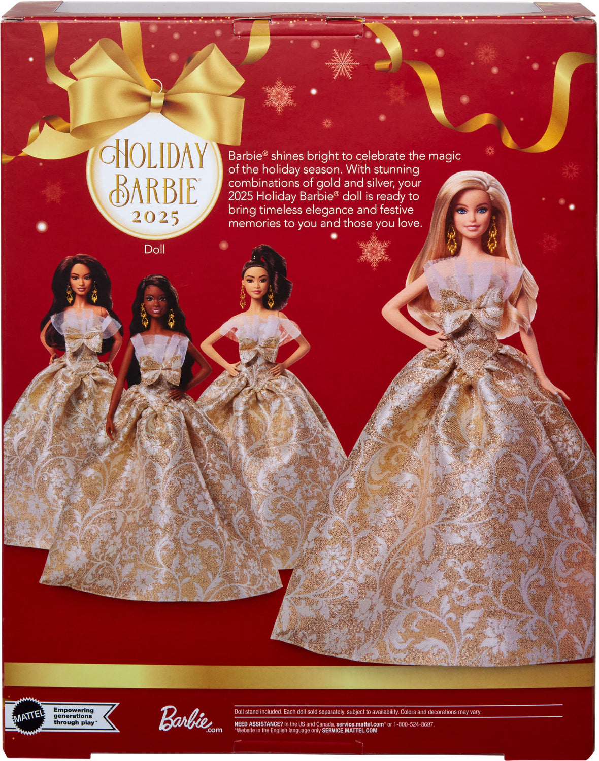 Barbie Signature 2025 Holiday Fashion Doll, Seasonal Collector, Blonde with Silver & Gold Gown