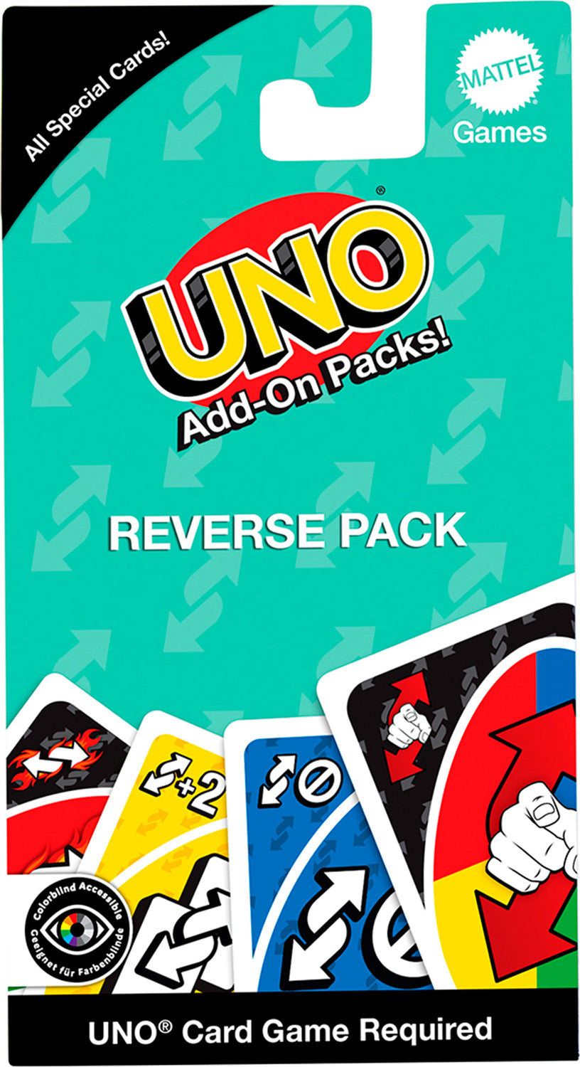  UNO Add-on-Packs Reverse Pack Card Game for Kids, Family & Game Nights, Travel, Camping & Parties