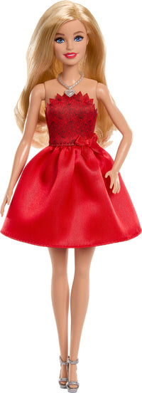 Barbie Mattel 80th Anniversary Ruby-Red Celebration Fashion Doll Wearing Red Dress with Accessories