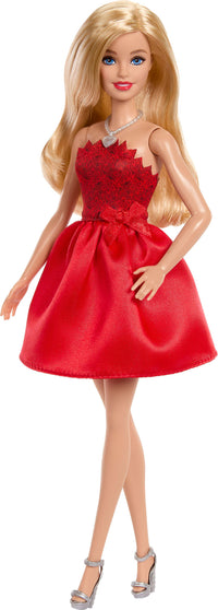 Barbie Mattel 80th Anniversary Ruby-Red Celebration Fashion Doll Wearing Red Dress with Accessories