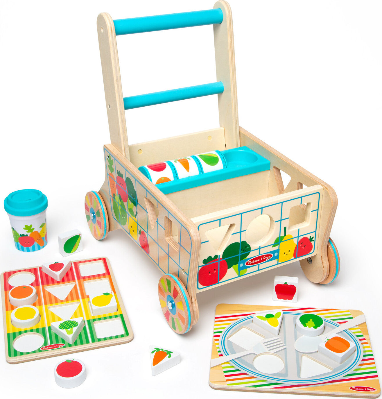 Wooden Shape Sorting Grocery Cart