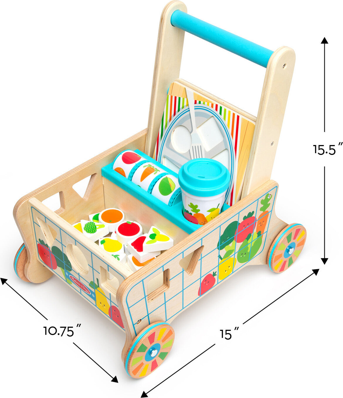 Wooden Shape Sorting Grocery Cart