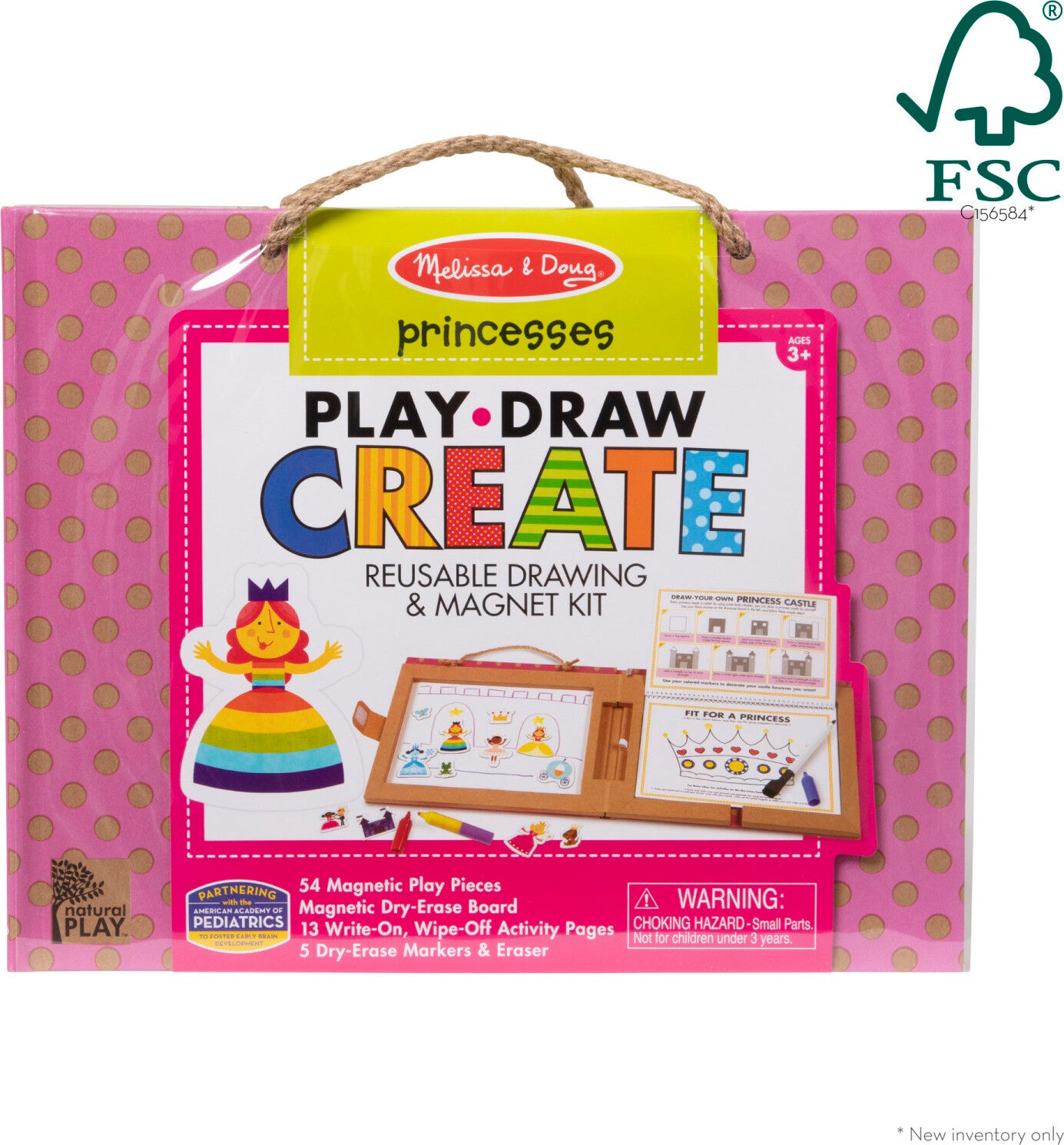 Natural Play: Play, Draw, Create Reusable Drawing & Magnet Kit - Princesses